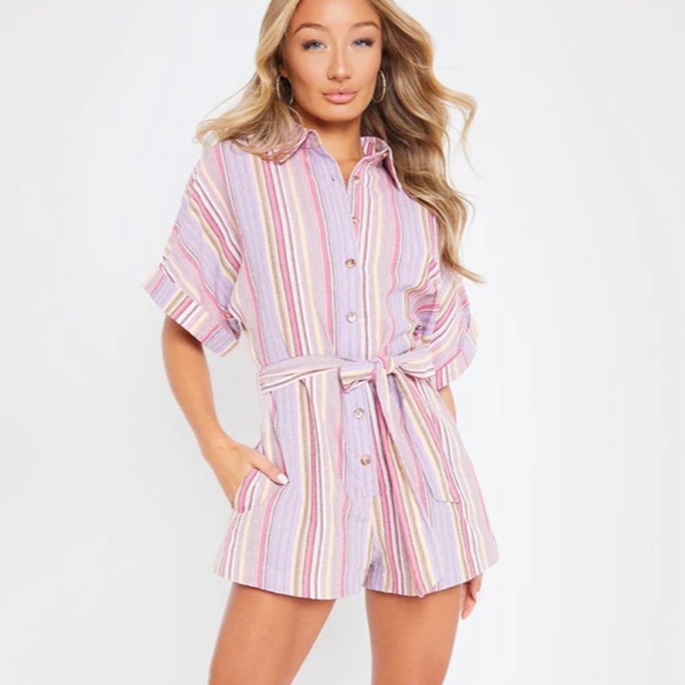 Multi-Colored Linen Jumpsuit - Picture 2 of 7